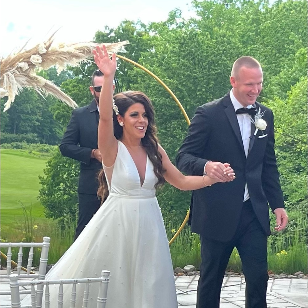 Jenny yoo Spencer dress with untamed petals overlay pearl tulle skirt